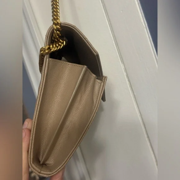 Saint Laurent Taupe Quilted Leather Chain Shoulder Bag with Gold Hardware - Picture 4 of 10